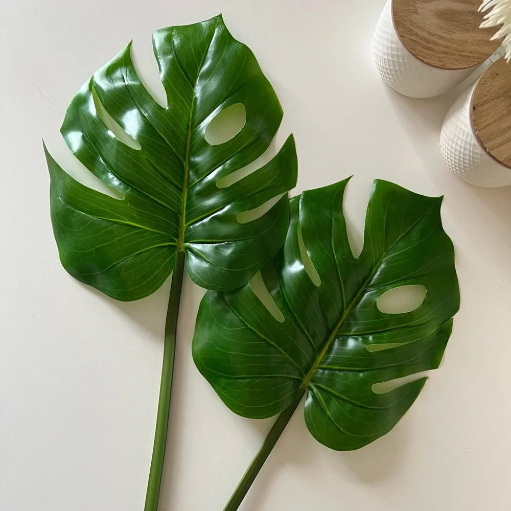 NEW 🌿 Monstera Leaves 1 Pair of REALISTIC Extra Large Faux leaves 31”x 11”